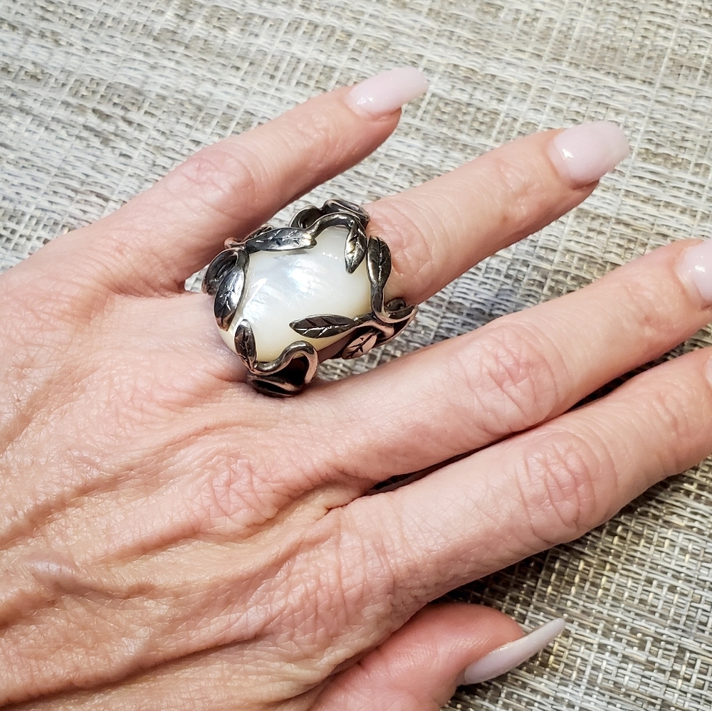 Statement Ring With Irregular Pearl Stone - image 1